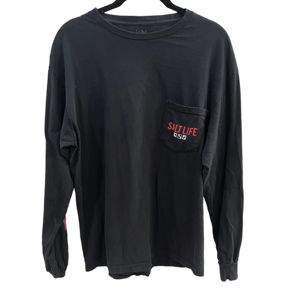 Salt Life Men's Navy Long-Sleeve Pocket T-Shirt Size